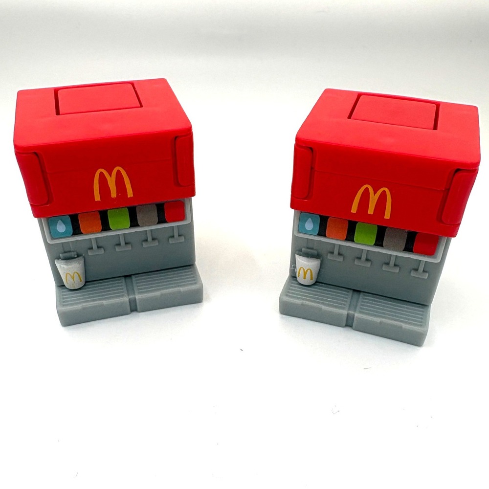 McDonalds Happy Meal Soda Fountain Transforming Robot Toy Lot of 2 Red Grey - Picture 2 of 7